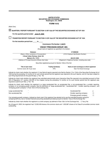 Thumbnail Vishay Precision Group
 10-Q Quarterly Report FY2020 