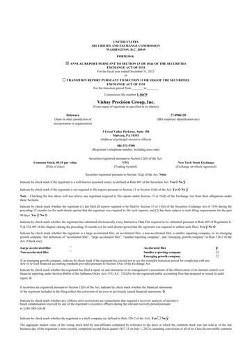 Thumbnail Vishay Precision Group
 10-K Annual Report 2023