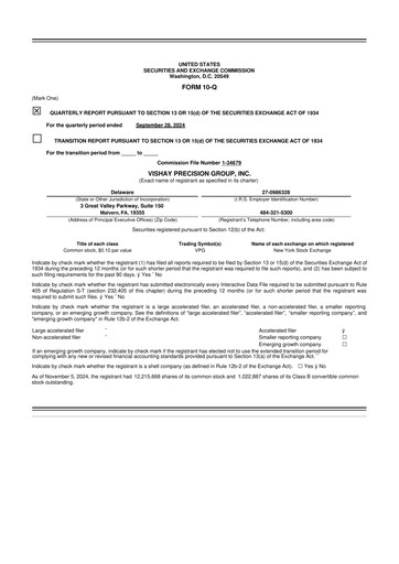 Thumbnail Vishay Precision Group
 10-Q Quarterly Report FY2024 