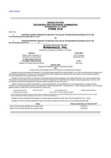 Thumbnail Ameresco
 10-Q Quarterly Report FY2017 