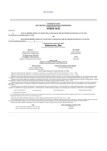 Thumbnail Ameresco
 10-K Annual Report 2018