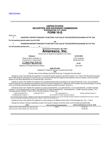 Thumbnail Ameresco
 10-Q Quarterly Report FY2020 