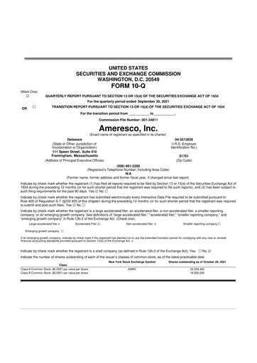 Thumbnail Ameresco
 10-Q Quarterly Report FY2021 