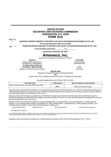 Thumbnail Ameresco
 10-Q Quarterly Report FY2022 