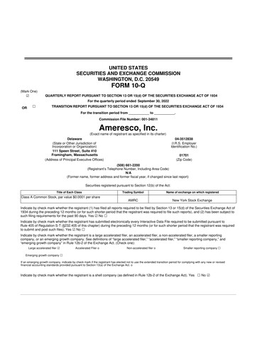 Thumbnail Ameresco
 10-Q Quarterly Report FY2022 