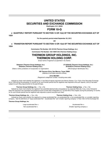 Miniature Thermon Group 10-Q Rapport trimestriel 2013 