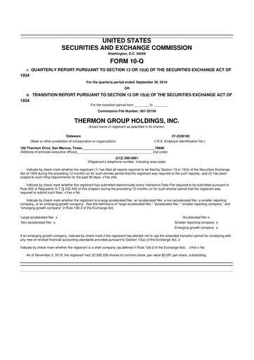Miniature Thermon Group 10-Q Rapport trimestriel 2019 