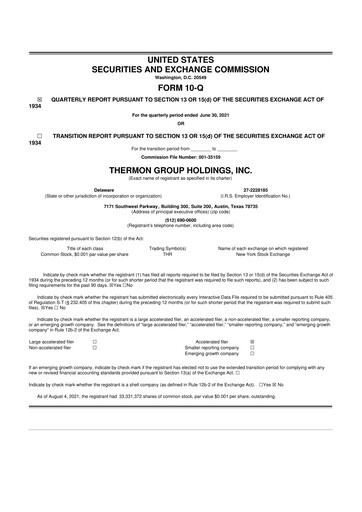 Miniature Thermon Group 10-Q Rapport trimestriel 2022 