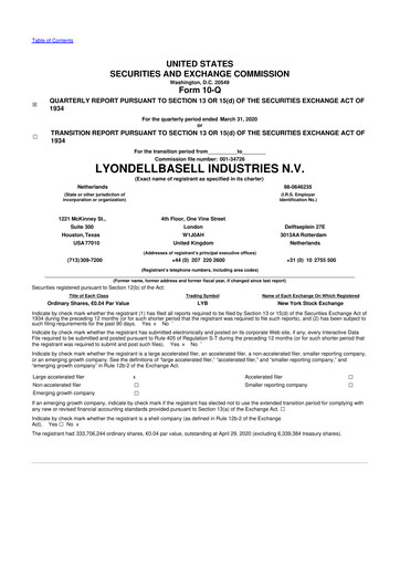 Vorschaubild LyondellBasell 10-Q Quartalsbericht 2020 