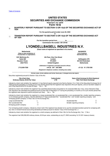 Vorschaubild LyondellBasell 10-Q Quartalsbericht 2022 