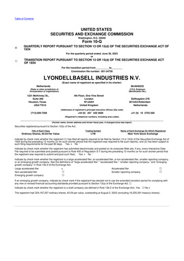 Vorschaubild LyondellBasell 10-Q Quartalsbericht 2023 