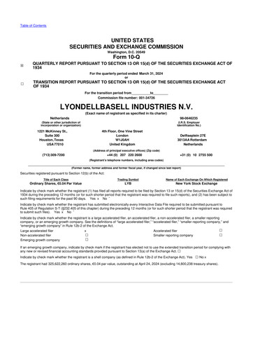 Vorschaubild LyondellBasell 10-Q Quartalsbericht 2024 