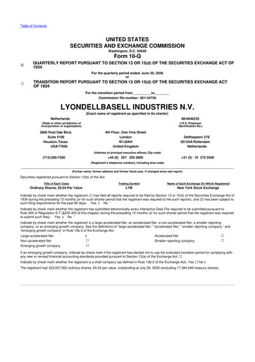 Thumbnail LyondellBasell 10-Q Quarterly Report FY2026 
