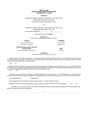 Vorschaubild Groupon 10-Q Quartalsbericht 2013 