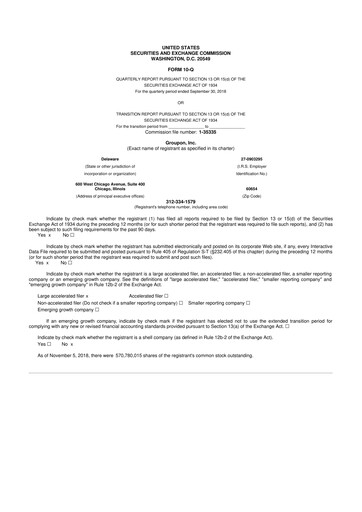 Vorschaubild Groupon 10-Q Quartalsbericht 2018 