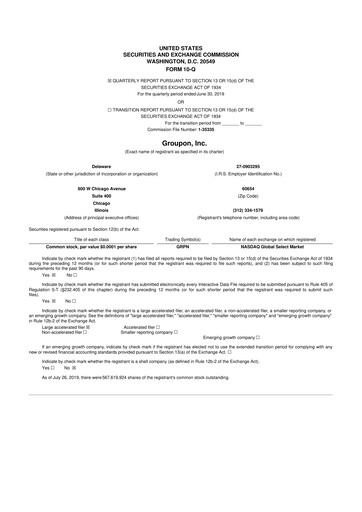 Vorschaubild Groupon 10-Q Quartalsbericht 2019 