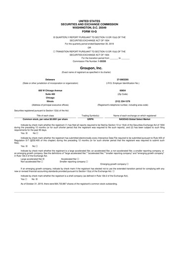 Vorschaubild Groupon 10-Q Quartalsbericht 2019 