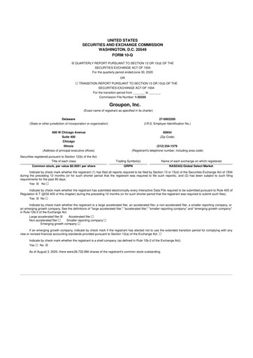 Vorschaubild Groupon 10-Q Quartalsbericht 2020 