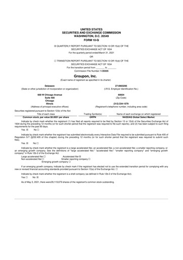 Vorschaubild Groupon 10-Q Quartalsbericht 2021 