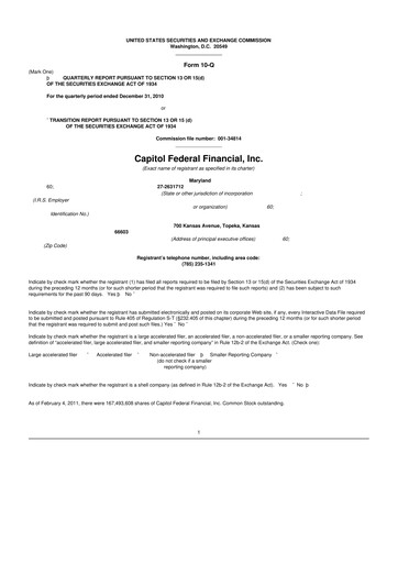 Thumbnail Capitol Federal Financial 10-Q Quarterly Report FY 