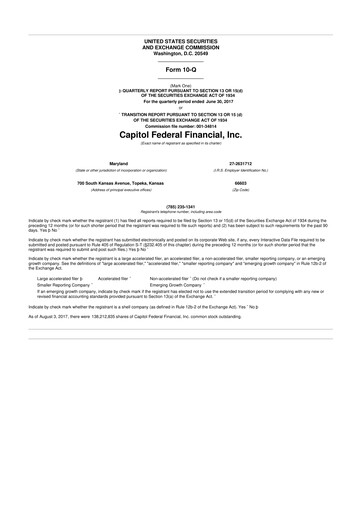 Thumbnail Capitol Federal Financial 10-Q Quarterly Report FY2017 