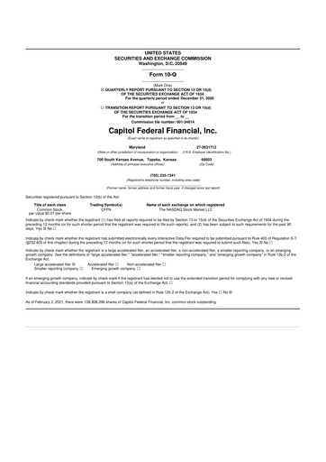 Thumbnail Capitol Federal Financial 10-Q Quarterly Report FY2021 