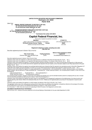 Thumbnail Capitol Federal Financial 10-K Annual Report 2022