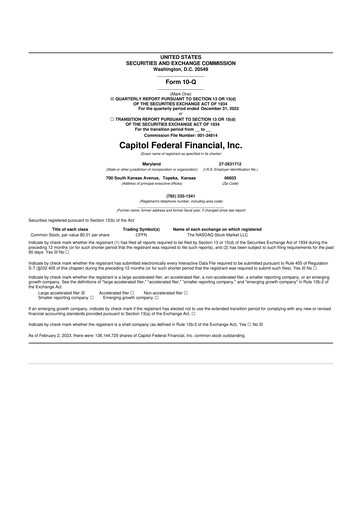 Thumbnail Capitol Federal Financial 10-Q Quarterly Report FY2023 