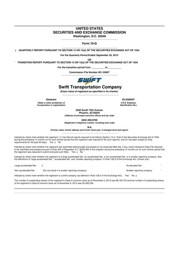 Thumbnail Knight-Swift Transportation
 10-Q Quarterly Report FY2013 
