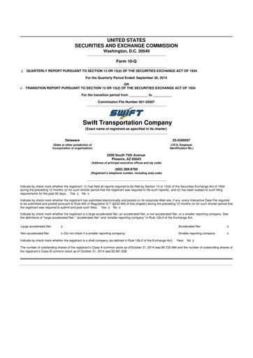 Thumbnail Knight-Swift Transportation
 10-Q Quarterly Report FY2014 
