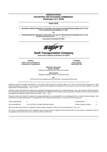 Thumbnail Knight-Swift Transportation
 10-Q Quarterly Report FY2016 