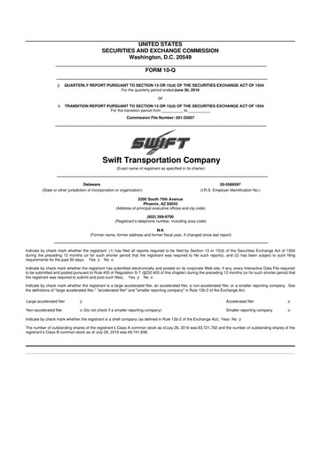 Thumbnail Knight-Swift Transportation
 10-Q Quarterly Report FY2016 