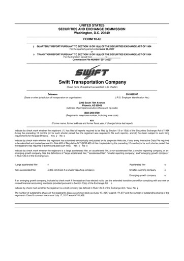 Thumbnail Knight-Swift Transportation
 10-Q Quarterly Report FY2017 