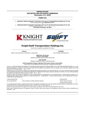 Thumbnail Knight-Swift Transportation
 10-Q Quarterly Report FY2017 