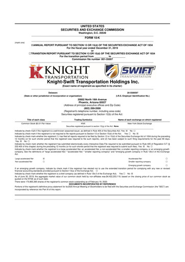 Thumbnail Knight-Swift Transportation
 10-K Annual Report 2019