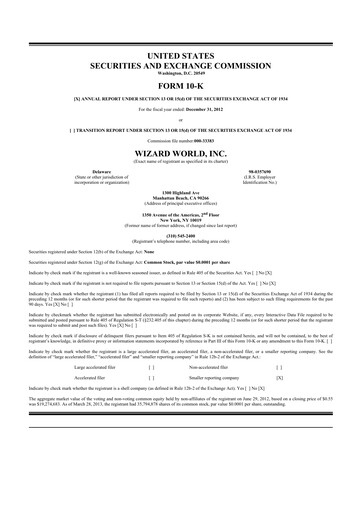 Miniature Prairie Operating 10-K Rapport annuel 2012