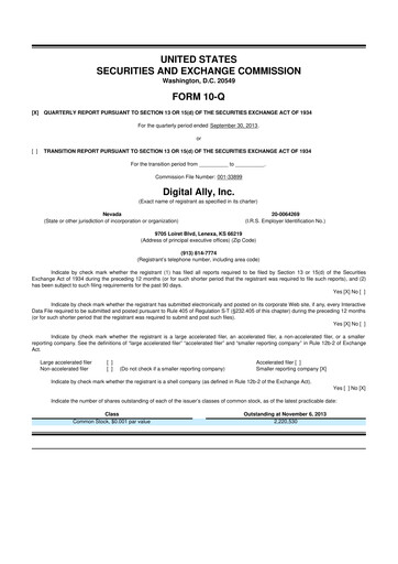 Thumbnail Digital Ally 10-Q Quarterly Report FY2013 