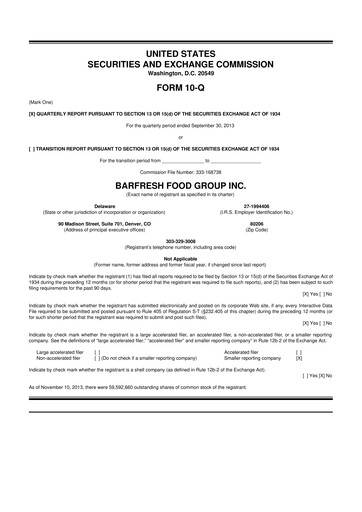 Thumbnail Barfresh Food Group 10-Q Quarterly Report FY2014 