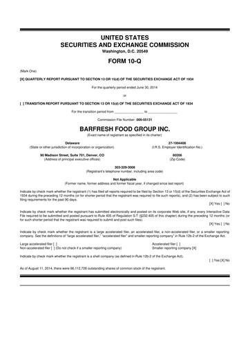 Thumbnail Barfresh Food Group 10-Q Quarterly Report FY2015 