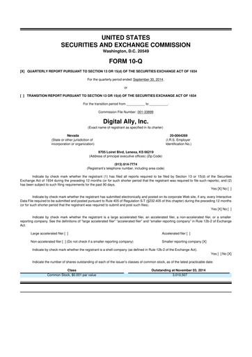 Thumbnail Digital Ally 10-Q Quarterly Report FY2014 