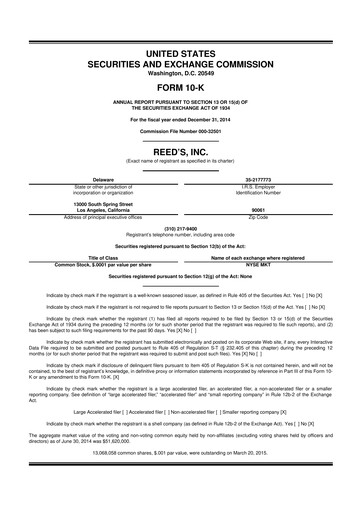 Thumbnail Reed's, Inc. 10-K Annual Report 2014