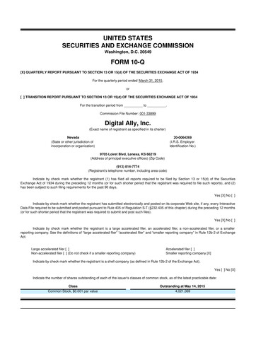 Thumbnail Digital Ally 10-Q Quarterly Report FY2015 