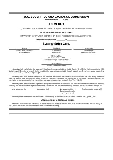 Thumbnail Synergy CHC 10-Q Quarterly Report FY2015 