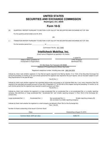 Miniature Intellicheck 10-Q Rapport trimestriel 2015 