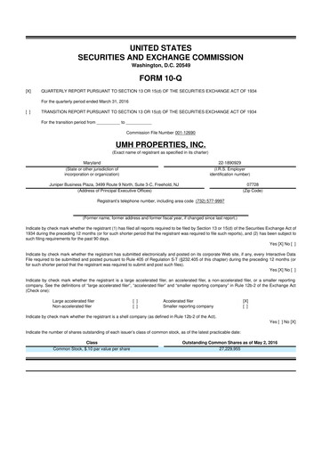 Thumbnail UMH Properties 10-Q Quarterly Report FY2016 