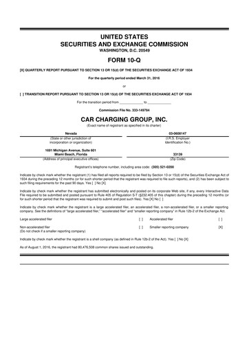 Miniature Blink Charging
 10-Q Rapport trimestriel 2016 