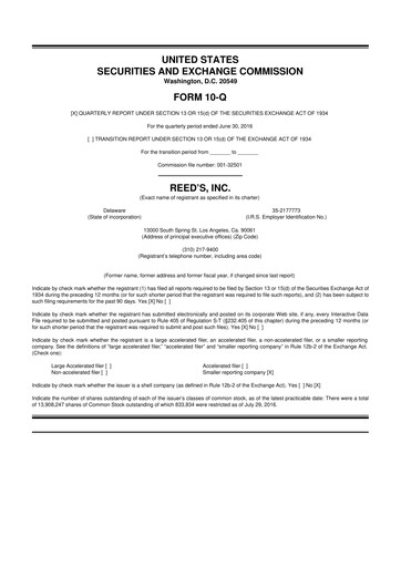 Thumbnail Reed's, Inc. 10-Q Quarterly Report FY2016 