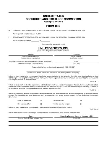 Thumbnail UMH Properties 10-Q Quarterly Report FY2016 