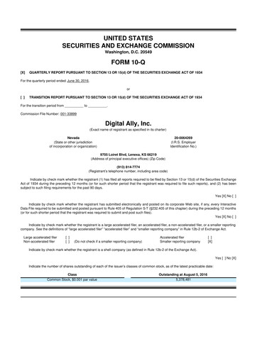 Thumbnail Digital Ally 10-Q Quarterly Report FY2016 