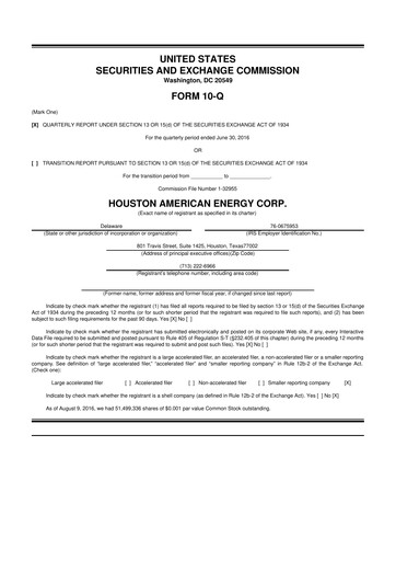 Thumbnail Houston American Energy 10-Q Quarterly Report FY2016 
